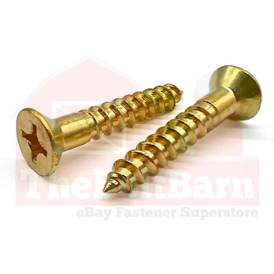 #ad #8 Phillips Flat Head Wood Screws Brass Choose Length amp; Qty $446.92