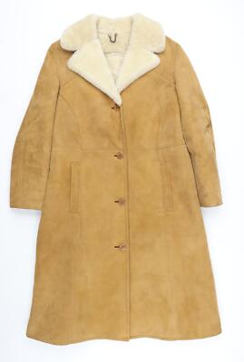 Morlands Damen Mantel beige Größe M geknöpft - Vintage Lammfell