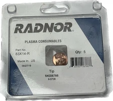 5 Pack Radnor 9-5708 Tip 105 Amp Air MG Cut Plasma Cutting Tip  0.059" Orifice
