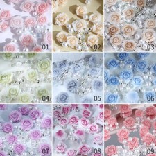 9 Color Gradient Rose Resin Flower Charms Pearl Beads Jewelry Ornaments Nail Art