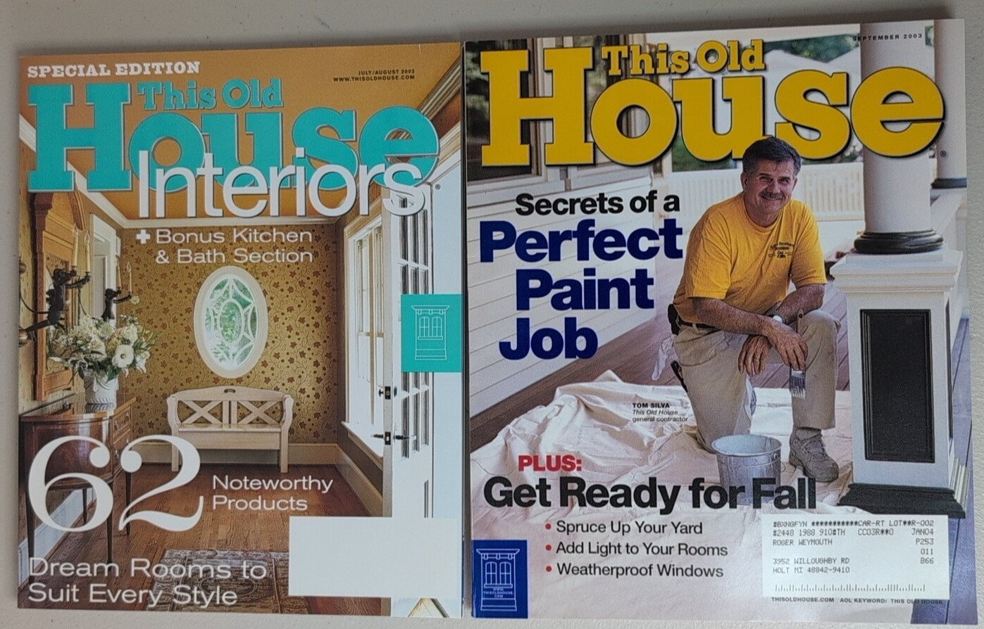 THIS OLD HOUSE Magazine Lot of 2 2003 July Sept DIY Paint Lighting Craftsman
