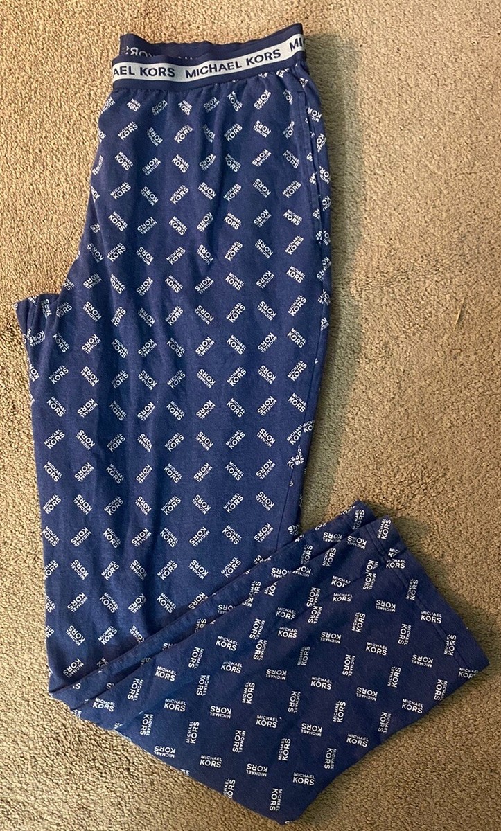 MK Michael Kors Pajama Pants Mens Blue Gray Spell Out All MK Michael Kors Pajama Pants Mens Blue Gray Spell Out All