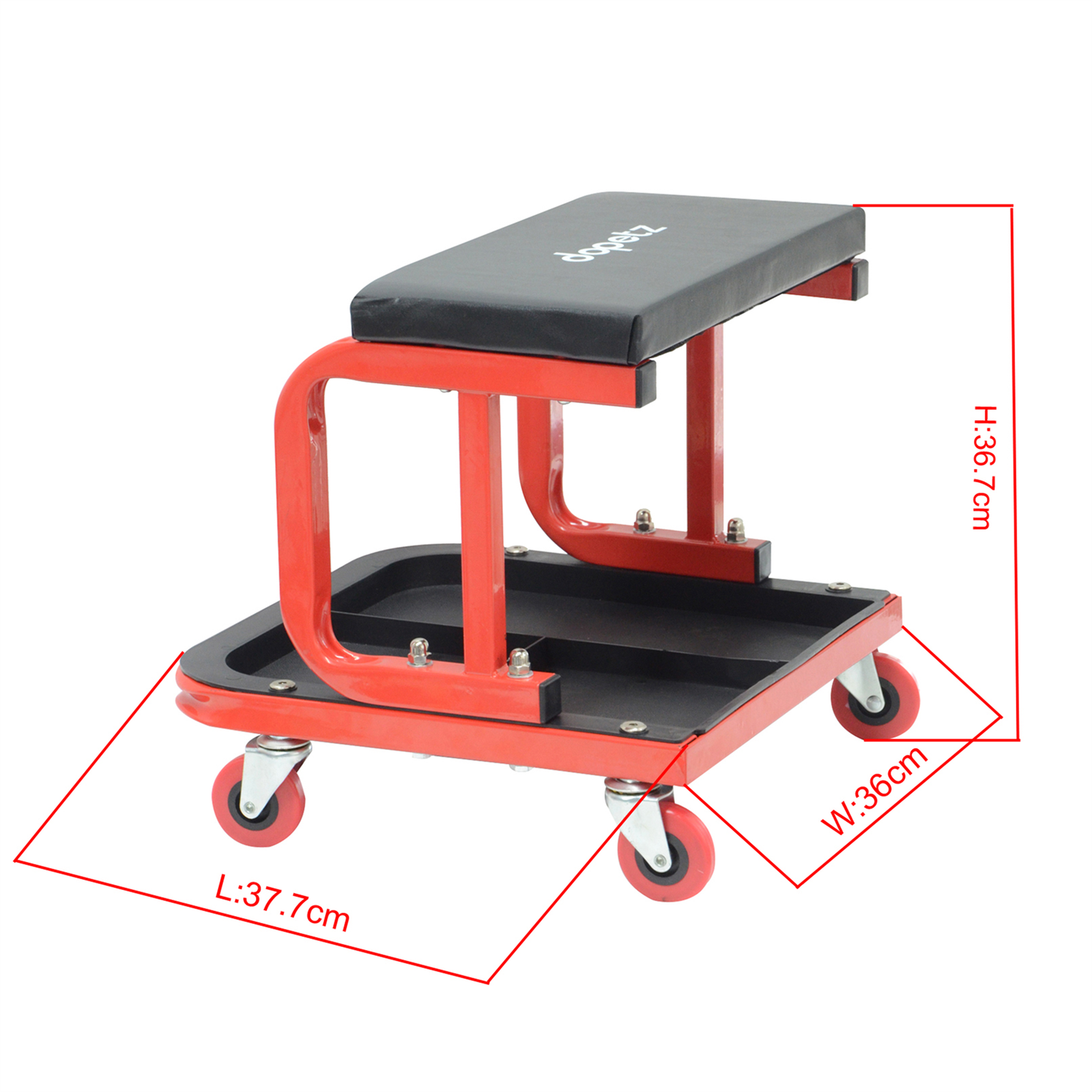 Sgabello Da Officina Meccanico Con Rotelle, Sgabello Da Garage Regolabile Imbottito - Foto 6