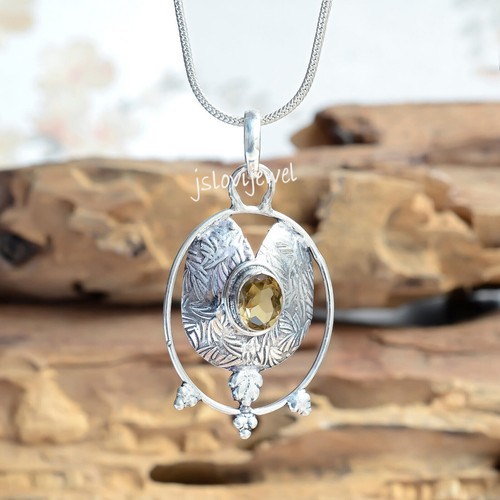 Collier En Argent Fil Ciré Avec Citrine Naturelle En Goutte - Fait Main, Marque ROSEMIMOSA - Neuf