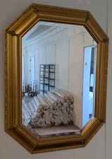 Bombay Company Accent Gold Carved Picture Window Hanging Wall Beveled Mirror