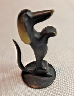 Antique Rohac Fine Austrian Bronze Dachshund toy dog art statue sculpture holder