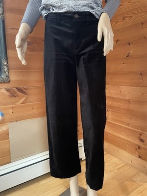 Paige Women Zipper Fly High Rise Nellie Velvet Wide Leg Jeans Black Size 27