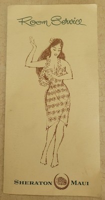 Vintage Room Service Menu Sheraton MAUI, Hawaii  Beverages & Pupus