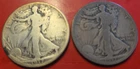 2 1917-D Denver Mint Silver Walking Liberty Half Silver Type 1 Obv Rev 1917 D