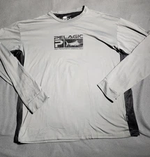 Pelagic T-Shirt Youth Large Gray Long Sleeve High Performance Fishing Gear Logo