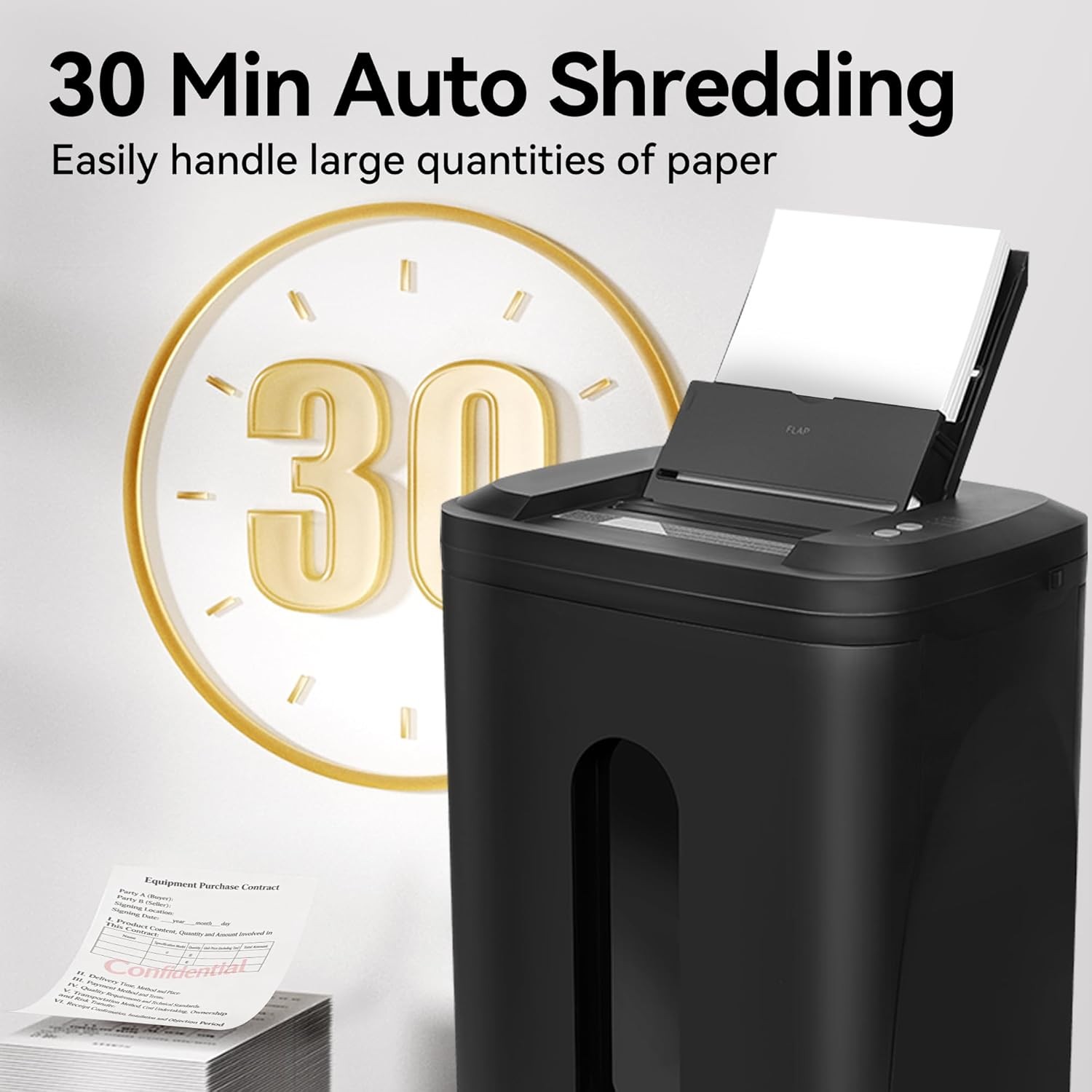 250-Sheet Paper Shredder Auto Feed Micro Cut 8.72Gal 60'Non Stop Comm.for Office