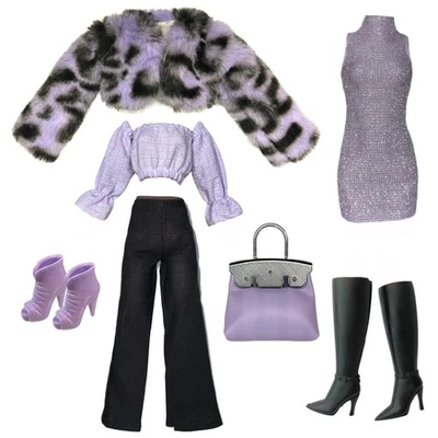 Eledoll CLOTHES Fashion Pack Boss Lady LILAC Fur Set