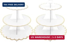 2 PACK Cardboard Cake Stand, 3 Tier Paper Dessert Round Cupcake Holder Tower Dis