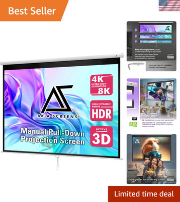 Retractable Projector Screen Pull Down 110 inch 4:3 8K 4K HD 3D White Project...