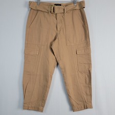 Banana Republic Cargo Tapered Utility Surplus Pants sz 8P tan cropped belted New
