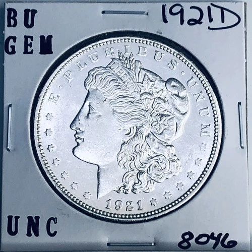 1921 D BU GEM MORGAN SILVER DOLLAR UNC MS+++ U.S. MINT RARE COIN 8046