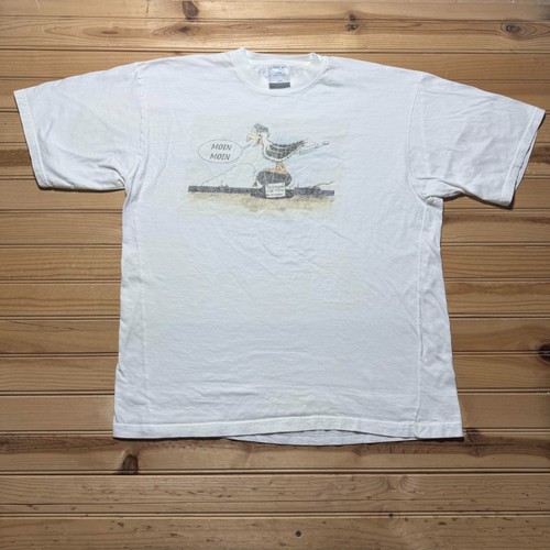 Vintage 90s Moin Moin Seagull German Sailor Maritime Cartoon Graphic T-Shirt XL