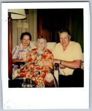 Vtg Polaroid Snapshot Photo Elderly Woman Armchair Floral Robe Family