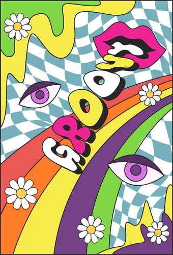 Psychedelic 70s Groovy Good Vibes Only Peace Self Adhesive Vinyl Sticker