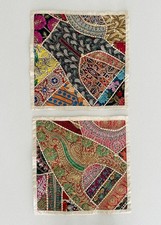 Set of 2 Indian Handmade Patchwork Cushion Cover l Decor Sofa Pillow Case 16"