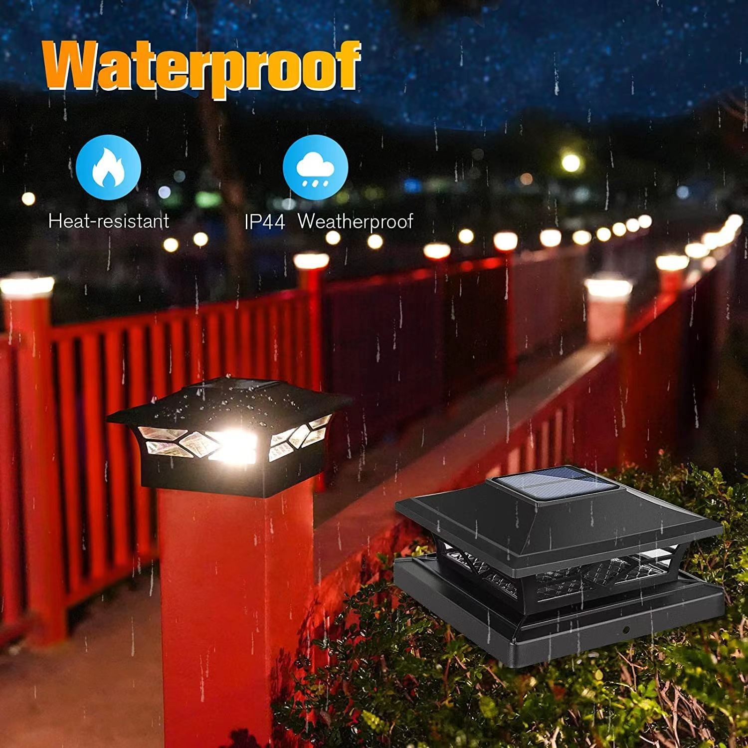 12PCS Solar Post Deck Cap Lights Outdoor Fence Dock 4x4/6x6 LED Lamp PVC Vinyl