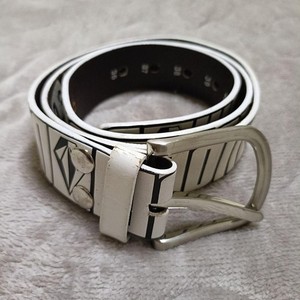 Volcom Volcom/Leather Genuine Leather Belt White Brown Logo
