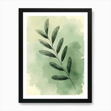 Sage Leaf Harmony Illustration 2 Ar Framed Wall Art Poster Canvas Print Picture