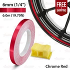 1/4" 6mm PIN STRIPE Striping Wheel Rim TAPE Decal Vinyl Sticker CHROME RED