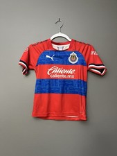 Puma Club Deportivo Guadalajara Soccer Jersey Red Blue Youth M Tecate Caliente
