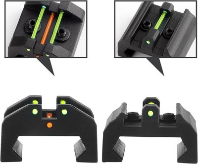 Low profile fiber optic front and rear sights for enhanced targeting performance