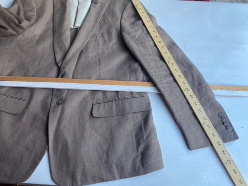 Men’s John Varvatos 100% Linen Two Button Long Sleeve Beige Sport Coat Size 44R - Picture 4 of 12
