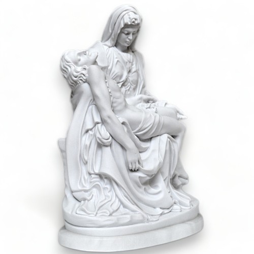 Pieta Michelangelo Sculpture Table IN Marble with Base IN Alabaster H 7cm - Picture 3 of 5