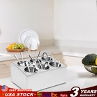 6-Hole Stainless Flatware Storage Case Spoon Cylinder Holder Knife Container