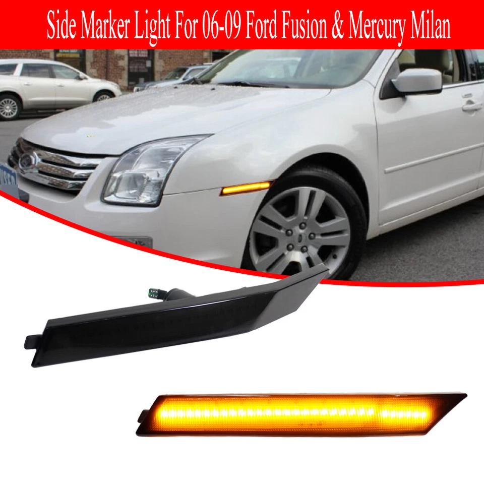 Luces de señalización laterales LED para parachoques delantero de humo para Ford Fusion y Mercury Milan 06-09 Foto 2 de 4