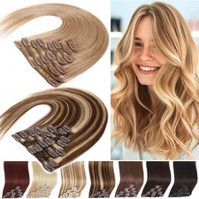 CLEARANCE Clip in Real Hair Extensions 100 Remy Human Hair Full Head Highlight