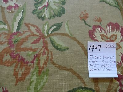 9Y THIBAUT WENZEL TROPICAL JACOBEAN FLORA PRINT COTTON Tamarind Collection #1407