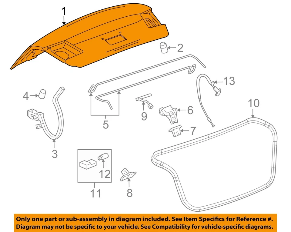 Used Deck Lid fits: 2011 Chevrolet Cruze w/o spoiler w/o rear view camera Grade Foto 3 de 4