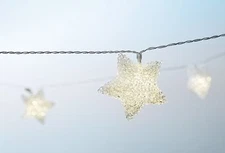 Festive Indoor/Outdoor Star String Lights - 20' Length - 16 EVA Stars / Warm Whi