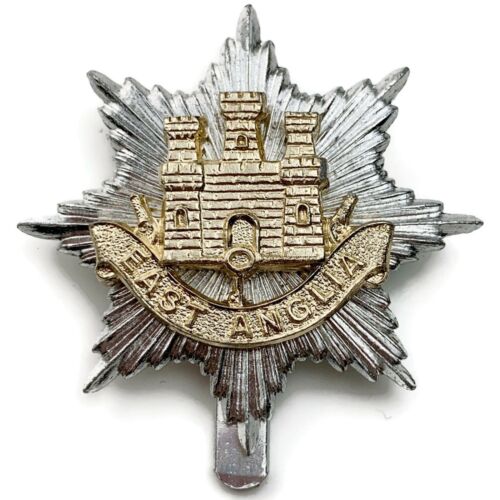 Staybright East Anglian Brigade Anglia Regiment Staybrite Anodised Cap Badge - Afbeelding 1 van 3