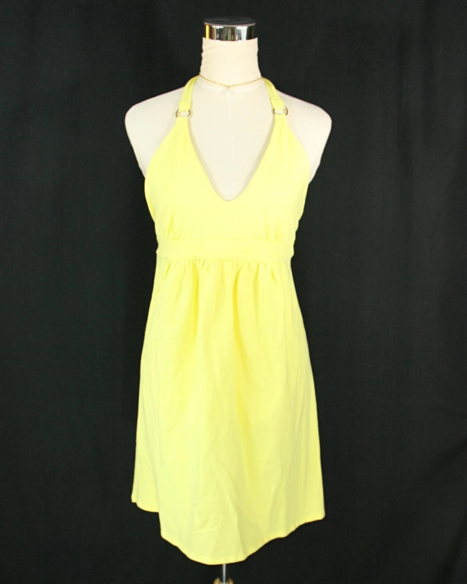 Victorias Secret Bra Tops Yellow Halter Sundress Tie Top Casual Cotton Dress  L