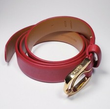 Chaps Women Size L Dress Red Pebbled belt With Gold Buckle