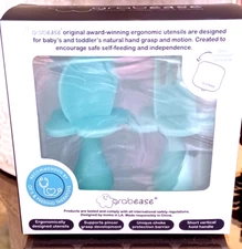 Grabease New First Self Feed Baby Utensils w/ Togo Case Anti-Choke BPA-Free Mint