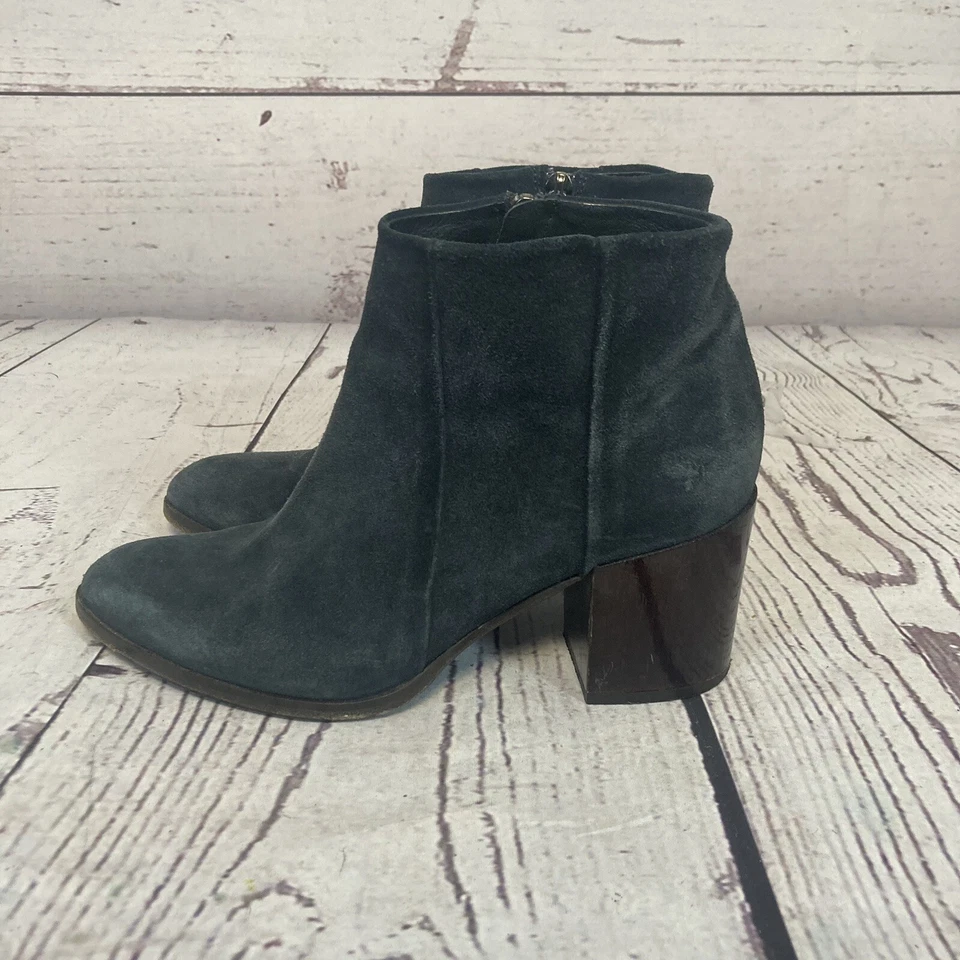 Alberto Fermani 靴子女式 38.5 EU 8US 绿色麂皮绒拉链踝靴 意大利 — 第 3/4 张图片