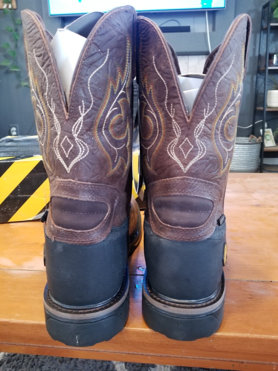 Justin Mens Barnwood Leather Work Boots Hybred Waterproof 