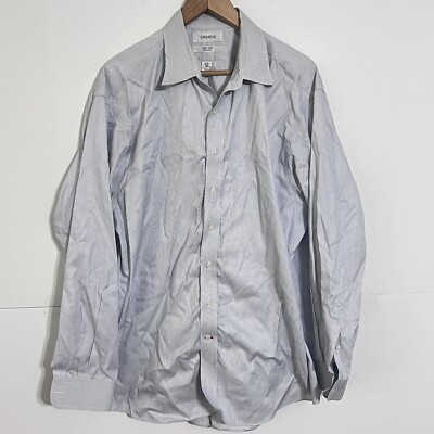 men's cremieux dress shirts Cremieux Dress Shirt Mens 16.5 Evening Blue Collared Button Up Pinpoint  Cotton