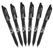 Pilot FriXion Ball 0.7mm Black Erasable Gel Pen Pack of 6 Refillable
