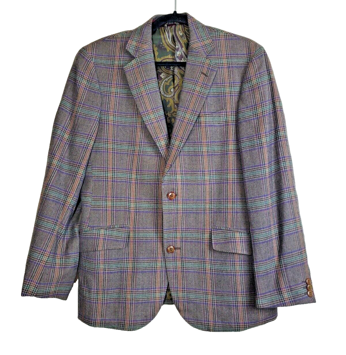 ETRO Mens Blazer 48 Suit Jacket 100% WOOL Plaid Made In ETRO Mens Blazer 48 Suit Jacket 100% WOOL Plaid Made In