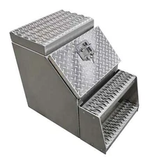 Aluminum 18" L x 25" W x 28" Storage Step Saddle Tool Box & Lock for Semi Trucks