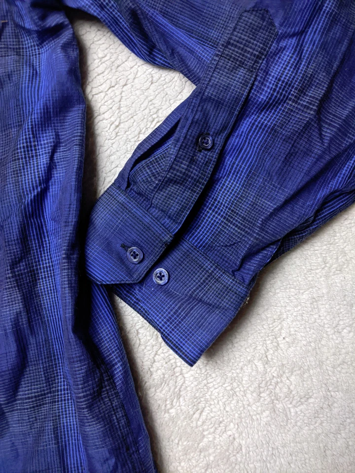 F/X Fusion Mens 4XLT Blue BLack Plaid Button Shirt - Image 2 of 4