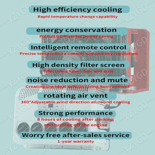 For Semi Trucks RV Caravan Engineering vehicle Cab 12V Air Conditioner Split AC - Picture 2 of 13